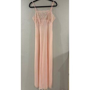 Vanity Fair vintage orange/pink lace maxi sexy nightgown lace lingerie slip dres